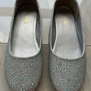 Dream Pairs Silver Sparkly Rhinestone Flats